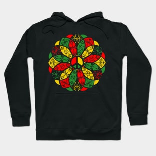 Ornamental Peace Mandala - Rasta Colours Hoodie